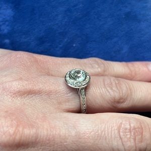 Swarovski Ring 14k white gold coated with many crystals. Worn twice.